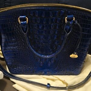 Brahmin Shimmering Blue Embossed Satchel